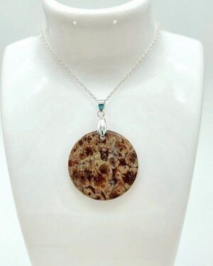 Large Brown Snowflake Obsidian Necklace Natural Gemstone Pendant